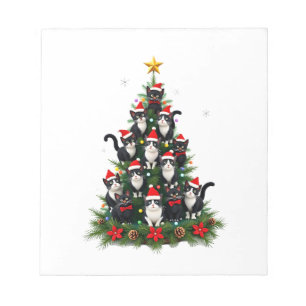 Tuxedo-Katze Weihnachtsbaum Tuxedo-Katze Lichter X Notizblock