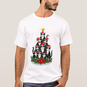 Tuxedo-Katze Weihnachtsbaum Tuxedo-Katze Lichter X T-Shirt