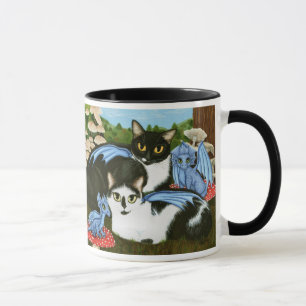 Tuxedo-Katzen-blaue Tasse