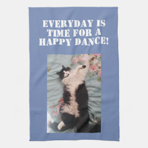 Tuxedo Katzen Happy Dance Foto Handtuch