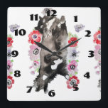 Tuxedo Katzen Kunst, Kinder und Dichtung Quadratische Wanduhr<br><div class="desc">Tuxedo Katzen Kunst Kinder Raum Uhr. Entworfen aus meiner ursprünglichen Aquarellkunst.</div>