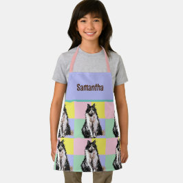 Tuxedo Katzen Niedlich Katzen Schwarz-weiß Pastell Schürze