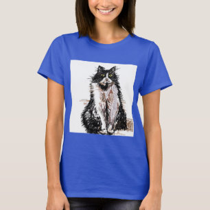 Tuxedo Katzen niedlich Schwarze und Weiße Haustier T-Shirt