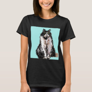 Tuxedo Katzen niedlich Schwarze und Weiße Haustier T-Shirt