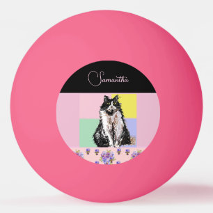 Tuxedo Katzen Pastellfarbene, rosa Mädchen Tischtennisball