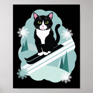 Tuxedo Katzen und Schneeschuhwinterfans Poster