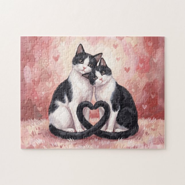 Tuxedo-Katzen Valentinstag-Puzzle Puzzle (Horizontal)