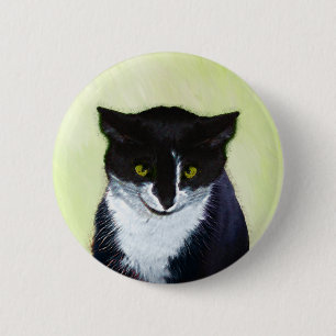 Tuxedo Katzenmalerei - Niedliche Originalkatzenart Button