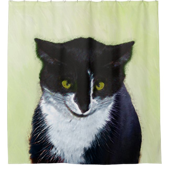 Tuxedo Katzenmalerei - Niedliche Originalkatzenart Duschvorhang (Vorderseite)