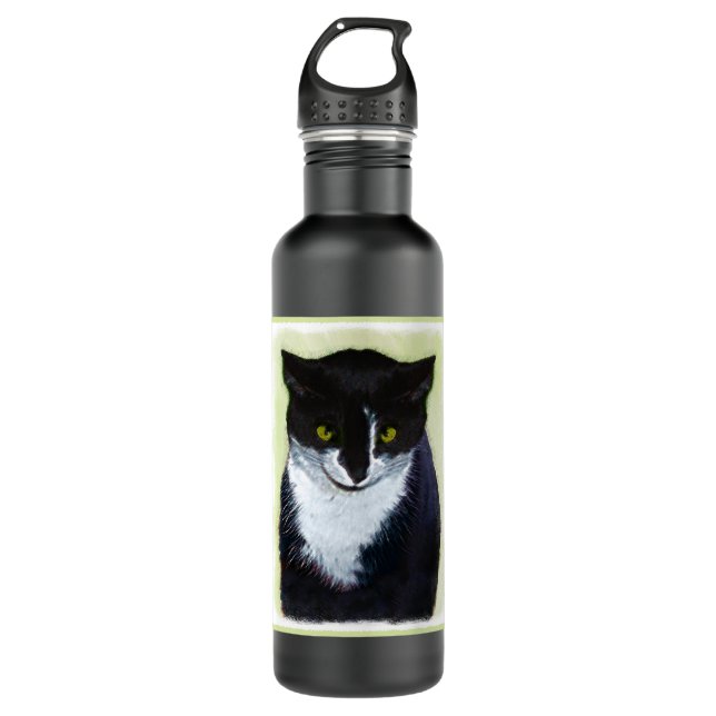 Tuxedo Katzenmalerei - Niedliche Originalkatzenart Edelstahlflasche (Vorderseite)