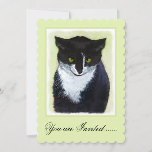Tuxedo Katzenmalerei - Niedliche Originalkatzenart Einladung