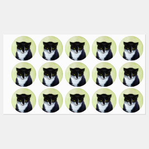 Tuxedo Katzenmalerei - Niedliche Originalkatzenart Etiketten