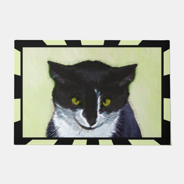 Tuxedo Katzenmalerei - Niedliche Originalkatzenart Fußmatte (Vorderseite)