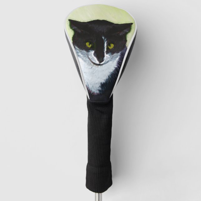 Tuxedo Katzenmalerei - Niedliche Originalkatzenart Golf Headcover (Vorderseite)