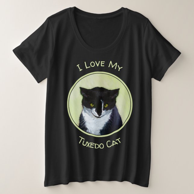 Tuxedo Katzenmalerei - Niedliche Originalkatzenart Große Größe T-Shirt (Design vorne)