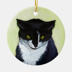 Tuxedo Katzenmalerei - Niedliche Originalkatzenart Keramik Ornament