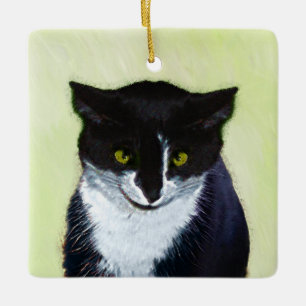 Tuxedo Katzenmalerei - Niedliche Originalkatzenart Keramikornament