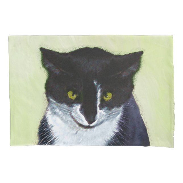 Tuxedo Katzenmalerei - Niedliche Originalkatzenart Kissenbezug (Vorderseite)