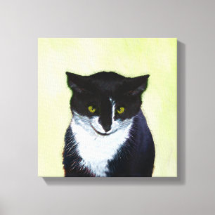 Tuxedo Katzenmalerei - Niedliche Originalkatzenart Leinwanddruck