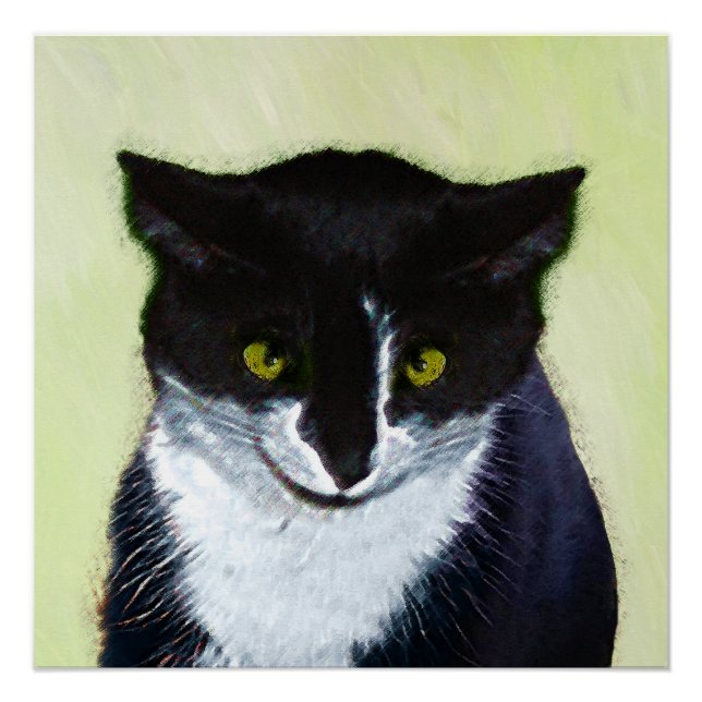 Tuxedo Katzenmalerei - Niedliche Originalkatzenart Poster (Vorderseite)