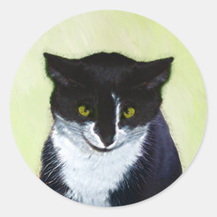 Tuxedo Katzenmalerei - Niedliche Originalkatzenart Runder Aufkleber