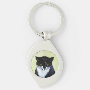 Tuxedo Katzenmalerei - Niedliche Originalkatzenart Schlüsselanhänger
