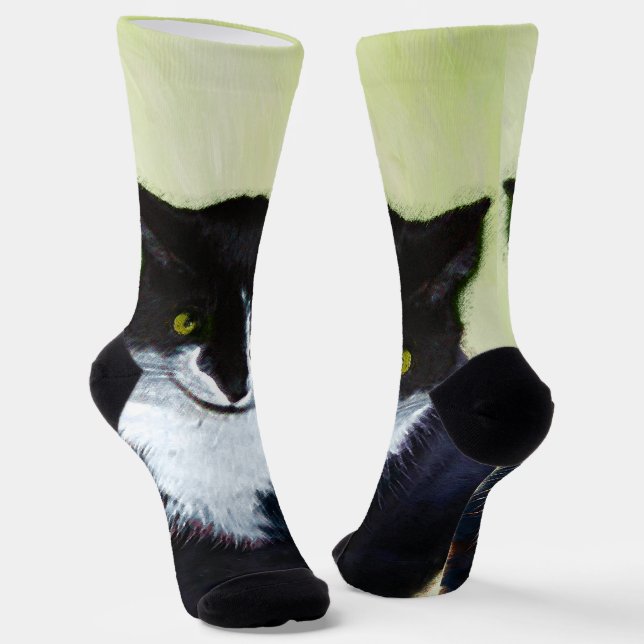Tuxedo Katzenmalerei - Niedliche Originalkatzenart Socken (Gewinkelt)