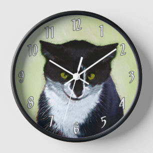 Tuxedo Katzenmalerei - Niedliche Originalkatzenart Uhr