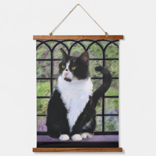 Tuxedo Katzenmalerei - Niedliche Originalkatzenart Wandteppich Mit Holzrahmen