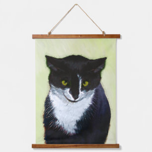 Tuxedo Katzenmalerei - Niedliche Originalkatzenart Wandteppich Mit Holzrahmen