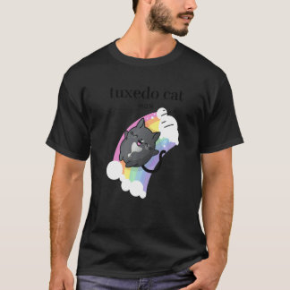 Tuxedo-Katzenmutter  Süße schwarze Katze mit fröhl T-Shirt