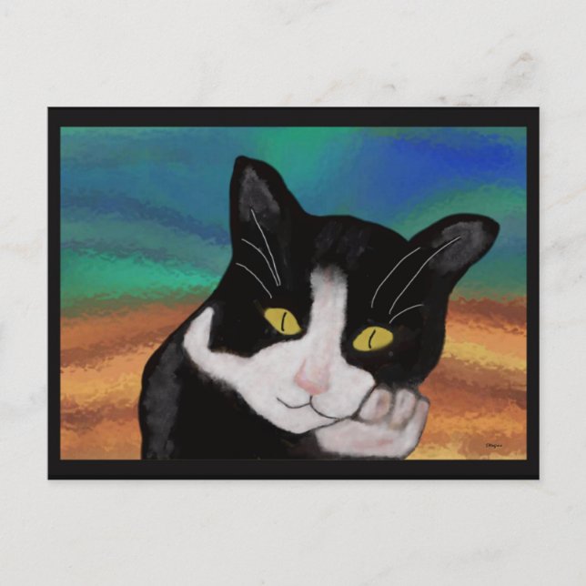 Tuxedo Katzenpostkarten Postkarte (Vorderseite)