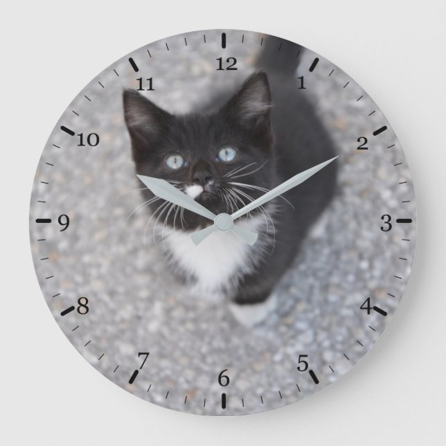 Tuxedo Kitten Große Wanduhr (Vorderseite)