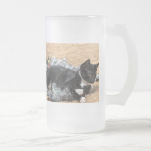 Tuxedo Kitten Tinsel und Leuchten Mattiert Mattglas Bierglas