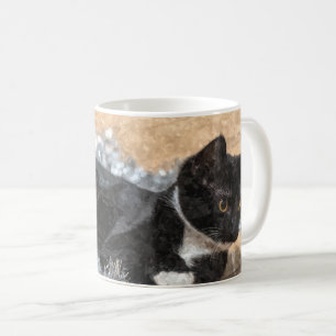 Tuxedo Kitten Tinsel und Lights Painterly Kaffeetasse