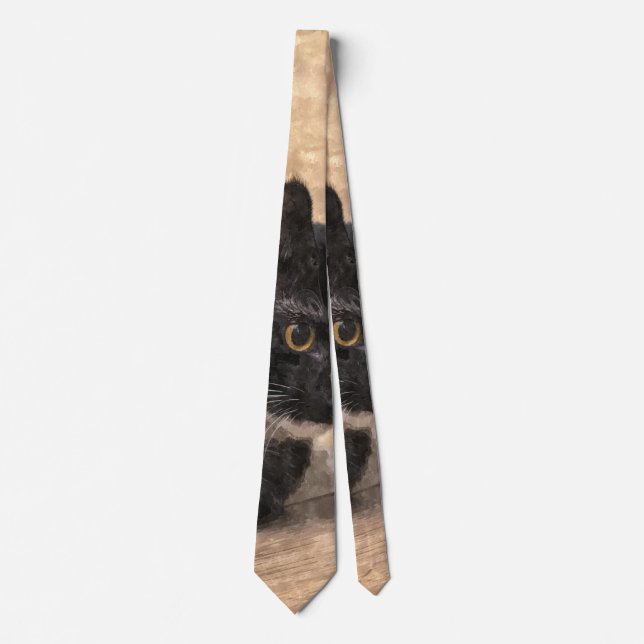 Tuxedo Kitten Tinsel und Lights Painterly Neck Tie Krawatte (Vorderseite)