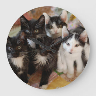 Tuxedo Kittens Große Wanduhr