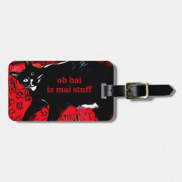 Tuxedo Kitty auf Red Rug Gepäckanhänger