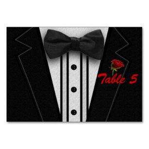Tuxedo mit Bogen-Krawatten-Monogramm Tischnummer