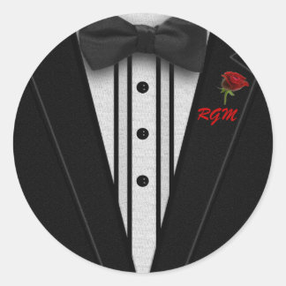 Tuxedo mit Bow-Krawatte-Monogramm Runder Aufkleber