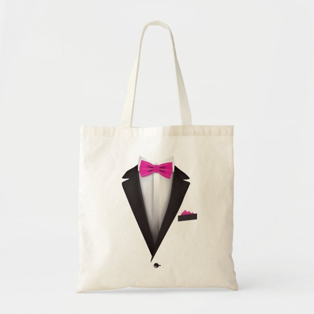 Tuxedo mit rosa Krawatte für Hochzeiten Tragetasche (Vorne)