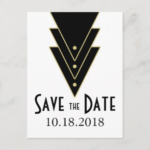 Tuxedo Modern Art Deco Save the Date Ankündigungspostkarte