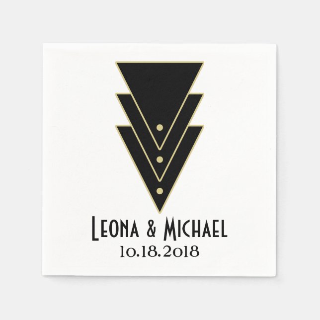 Tuxedo Modernes Art Deco Serviette (Vorderseite)