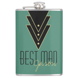 Tuxedo Modernes Art Deco Trauzeuge Flachmann