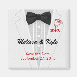 Tuxedo Monogramm mit Rose Magnet