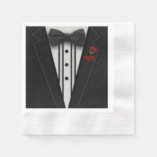 Tuxedo-Monogramm mit Rose Serviette
