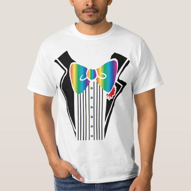 Tuxedo - Rainbow-Krawatte T-Shirt (Vorderseite)