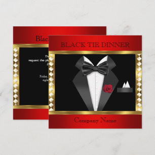 Tuxedo Red Gold Black Krawatte Formelles Party Einladung