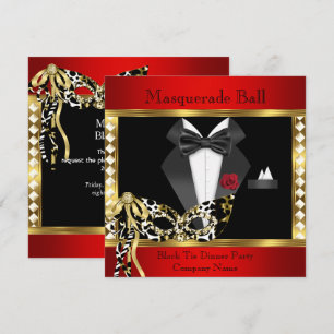 Tuxedo Rot Gold Schwarz Galaball mit Masken Einladung