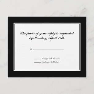 Tuxedo RSVP-Karte in Schwarz und Weiß auf Leinen RSVP Karte